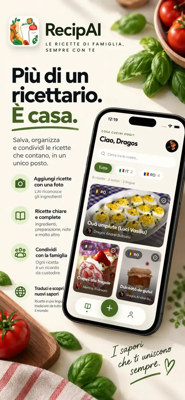 Actual screen from the RecipAI iPhone app